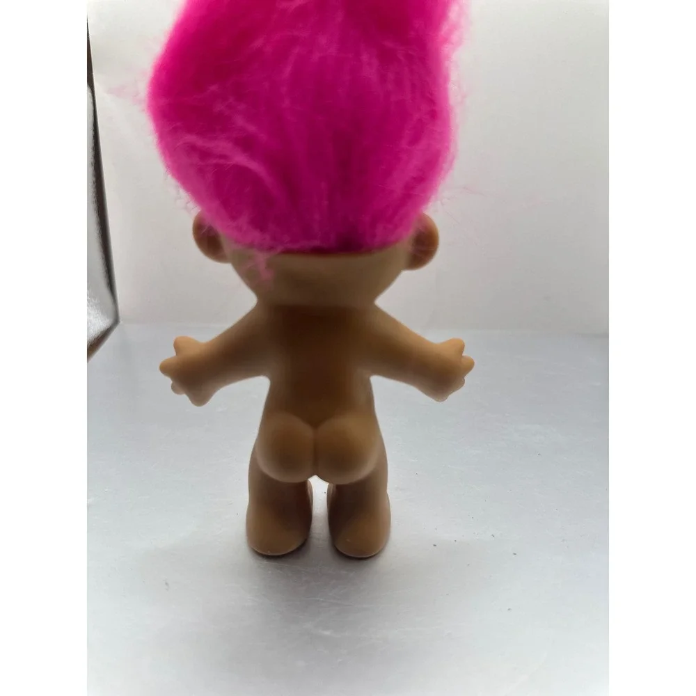 Vintage Russ Berrie Troll‎ Doll Neon Pink Hair Collectible Vinyl Figure 90s Toy